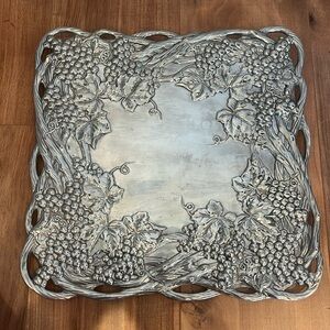 ARTHUR COURT Square Tray 1993 Pewter Grapes 12" x 12"